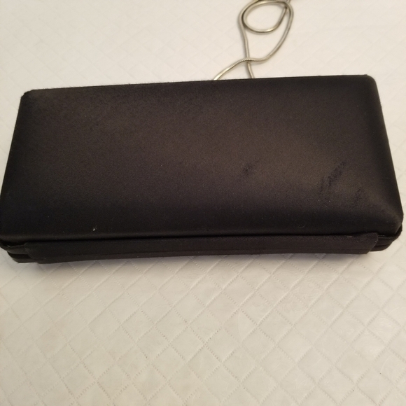 Chic Black Clutch with Silver Chain Bechamel Black Clutch Hard Case 7 X 3 X 2 - Picture 5 of 9